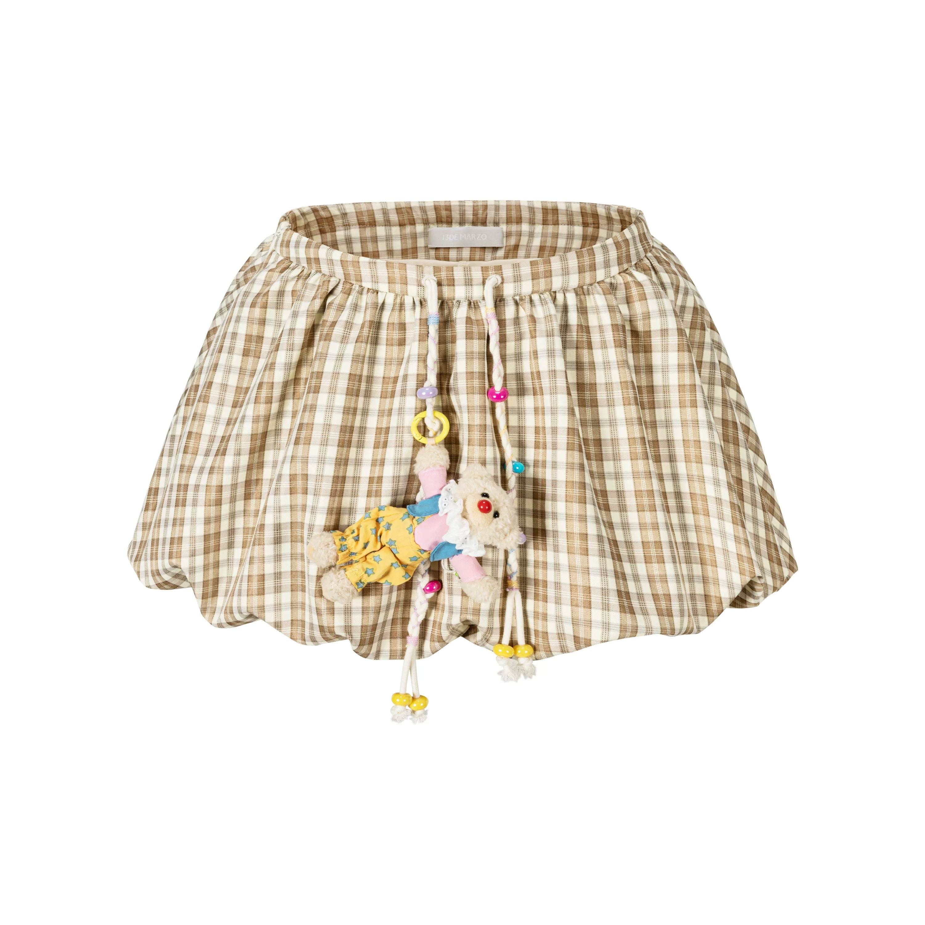 Slimming A-Line Bubble Plaid Mini Skirt