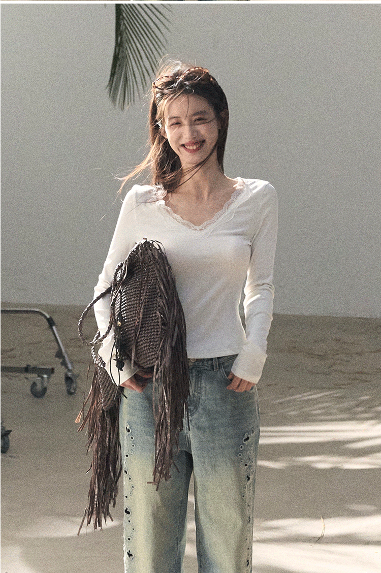 Washed Straight-Leg Wide Denim Pants