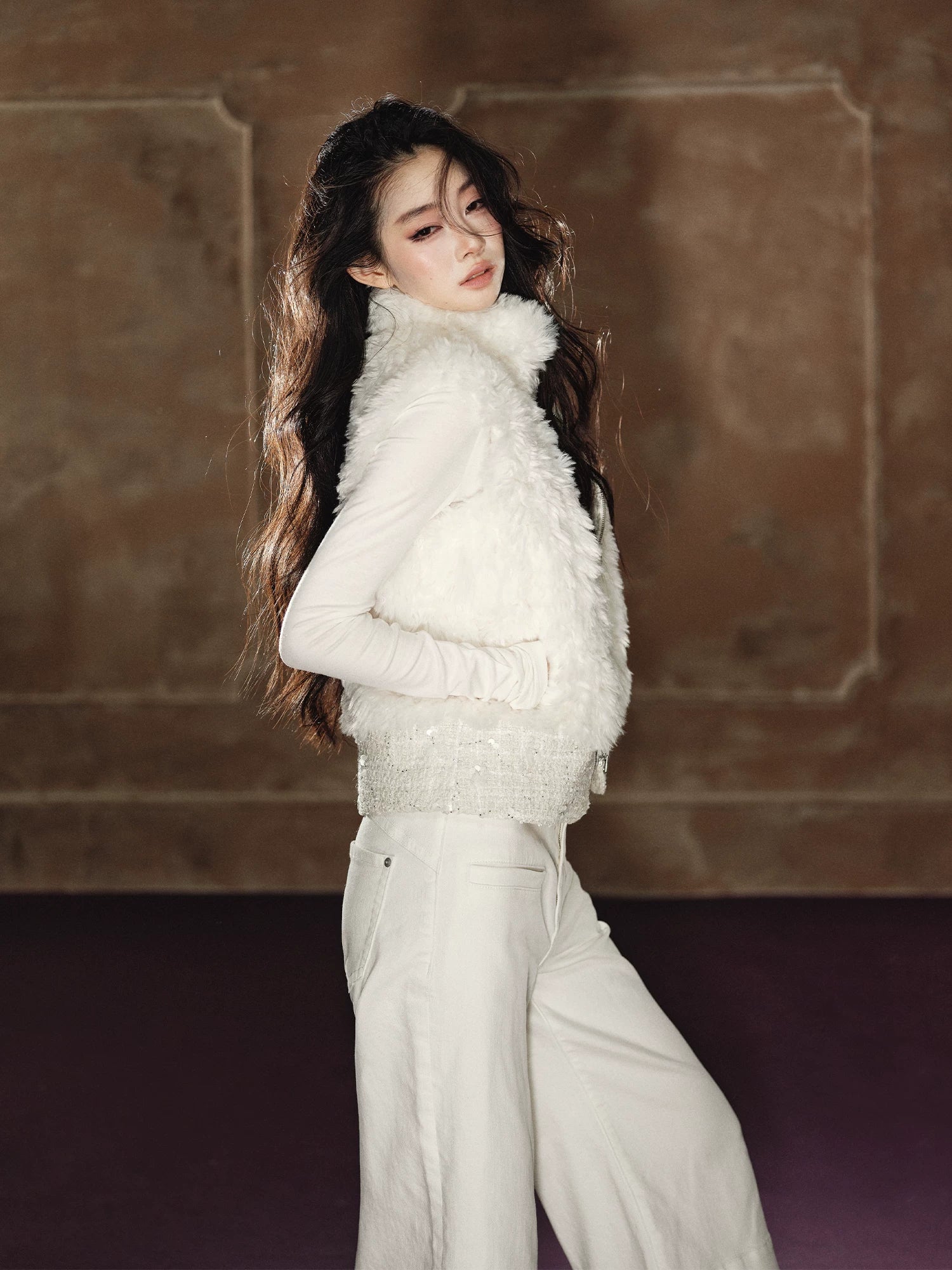 Heavyweight Beaded Wool-Blend Fleece Vest