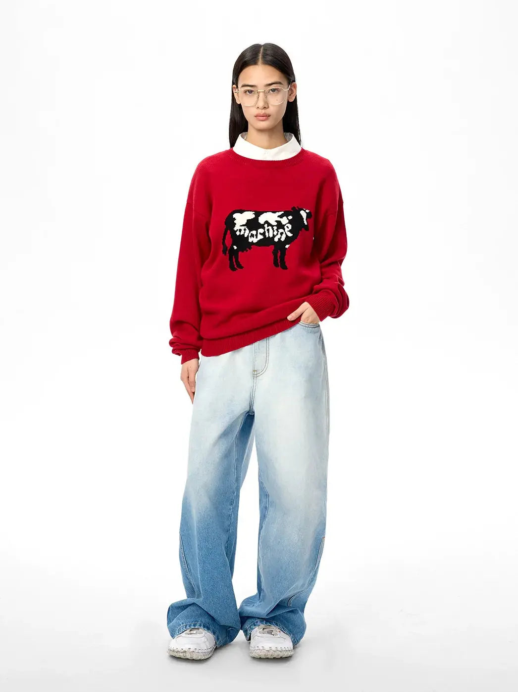 Washed Gradient Straight-Leg Jeans - CHINASQUAD