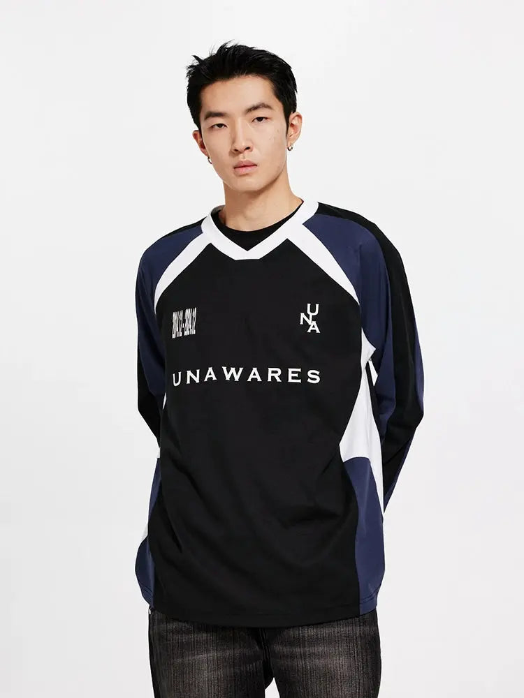 V-Neck Spliced T-Shirt - CHINASQUAD