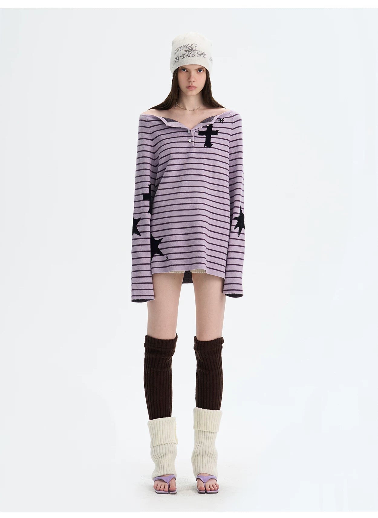 Striped Color-Block Knit Sweater