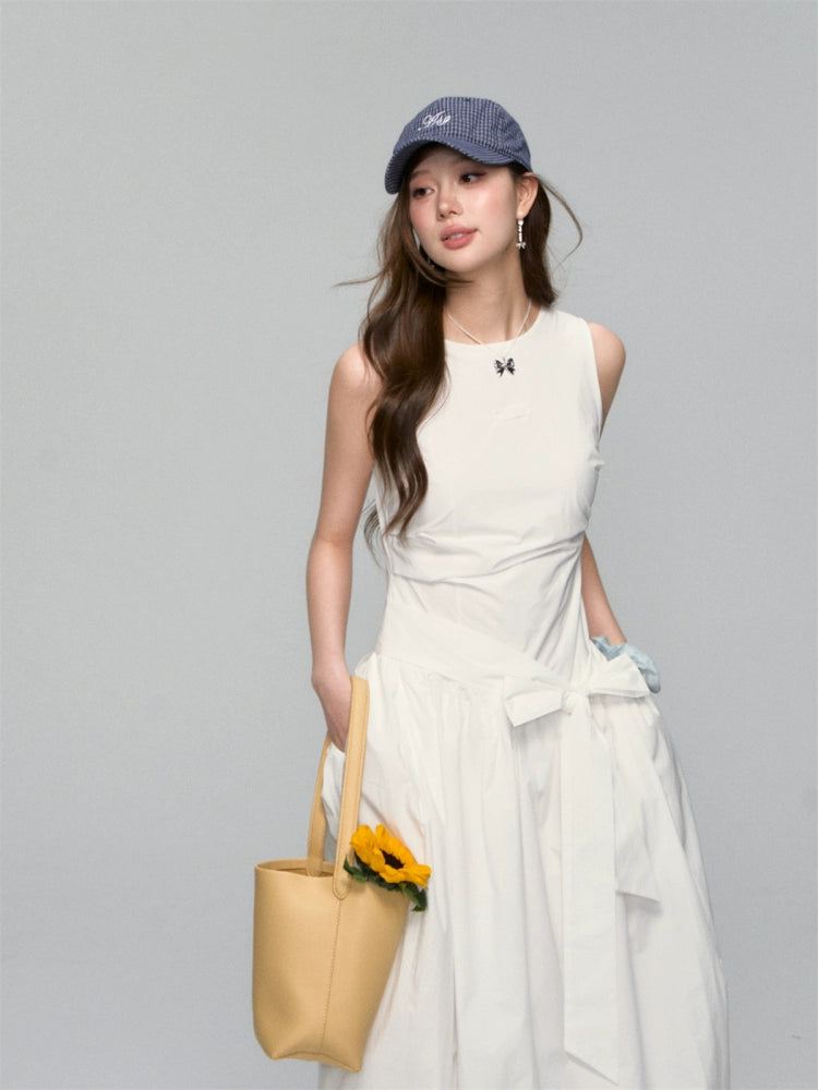 Sleeveless Tie-Waist A-Line Sundress - CHINASQUAD