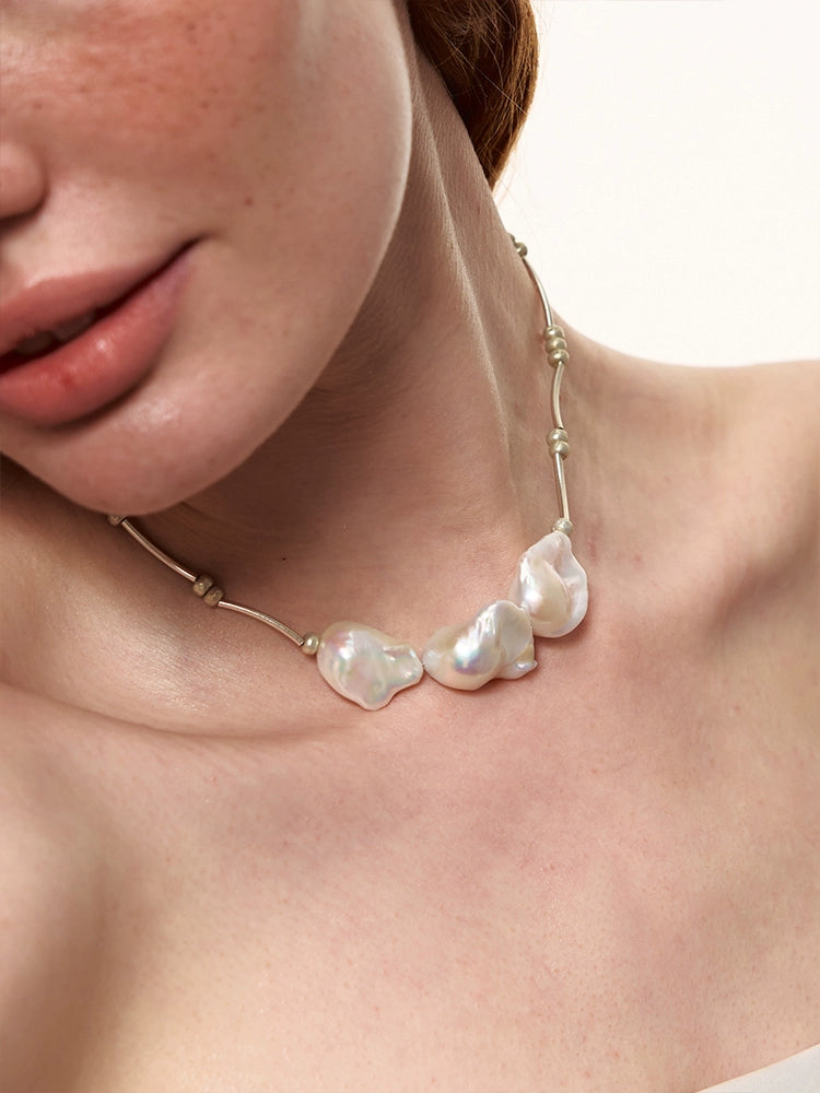 Simple Natural Baroque Pearl Necklace - CHINASQUAD