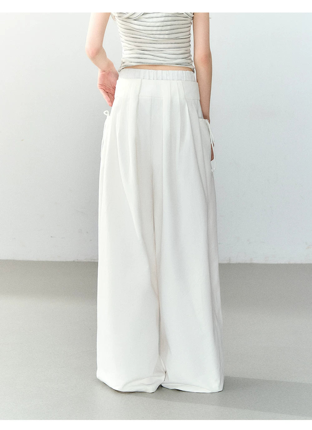Lyocell Cotton Double-Waist Wide-Leg Pants