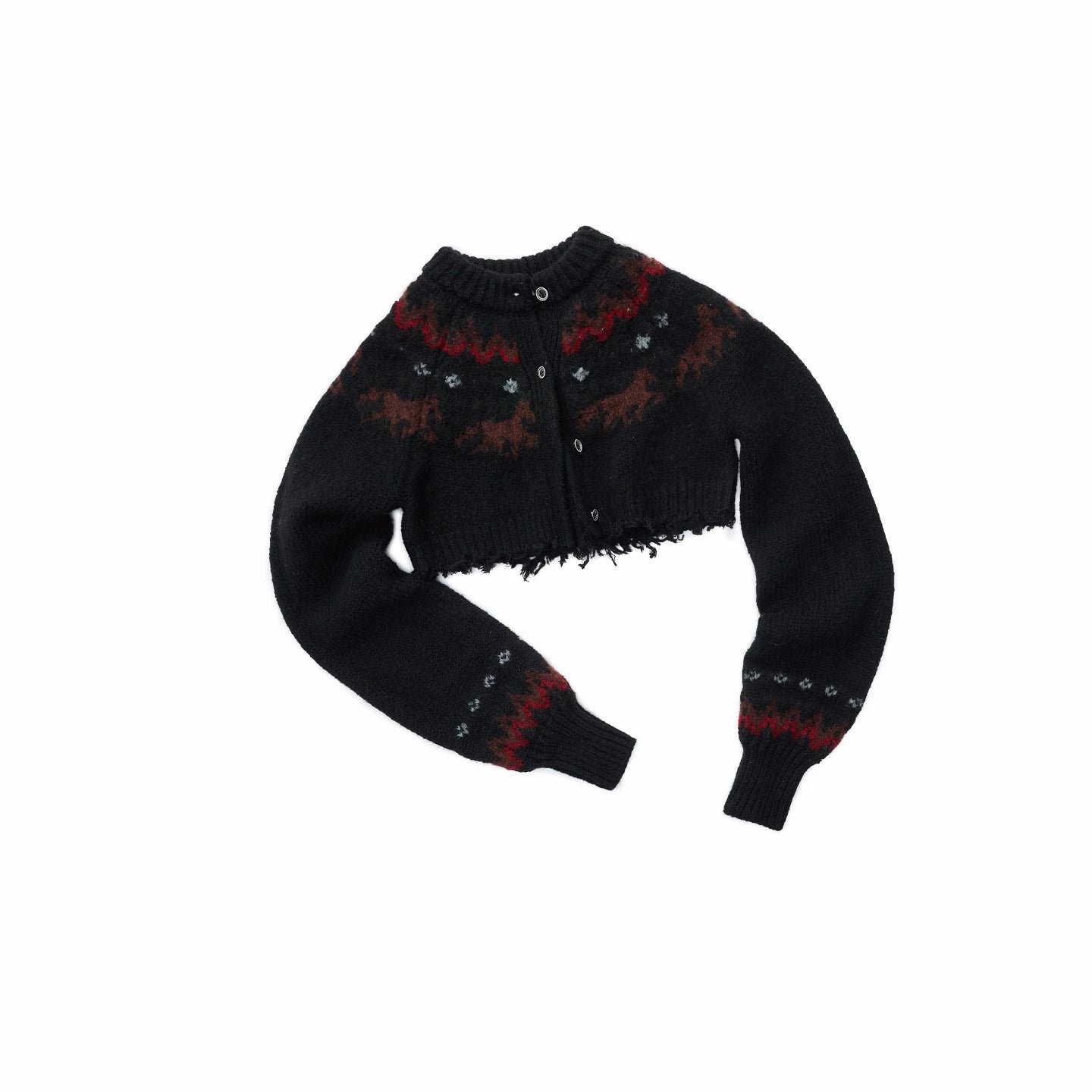 Fair Isle Pony Jacquard Knit Short Cardigan & Shorts Set