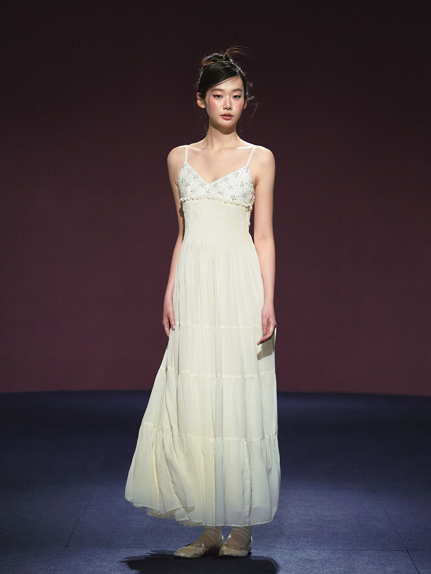 Embroidered V-Neck Slip Dress - CHINASQUAD