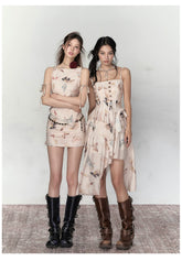 Butterfly Print Tank Top & Skirt Set - CHINASQUAD