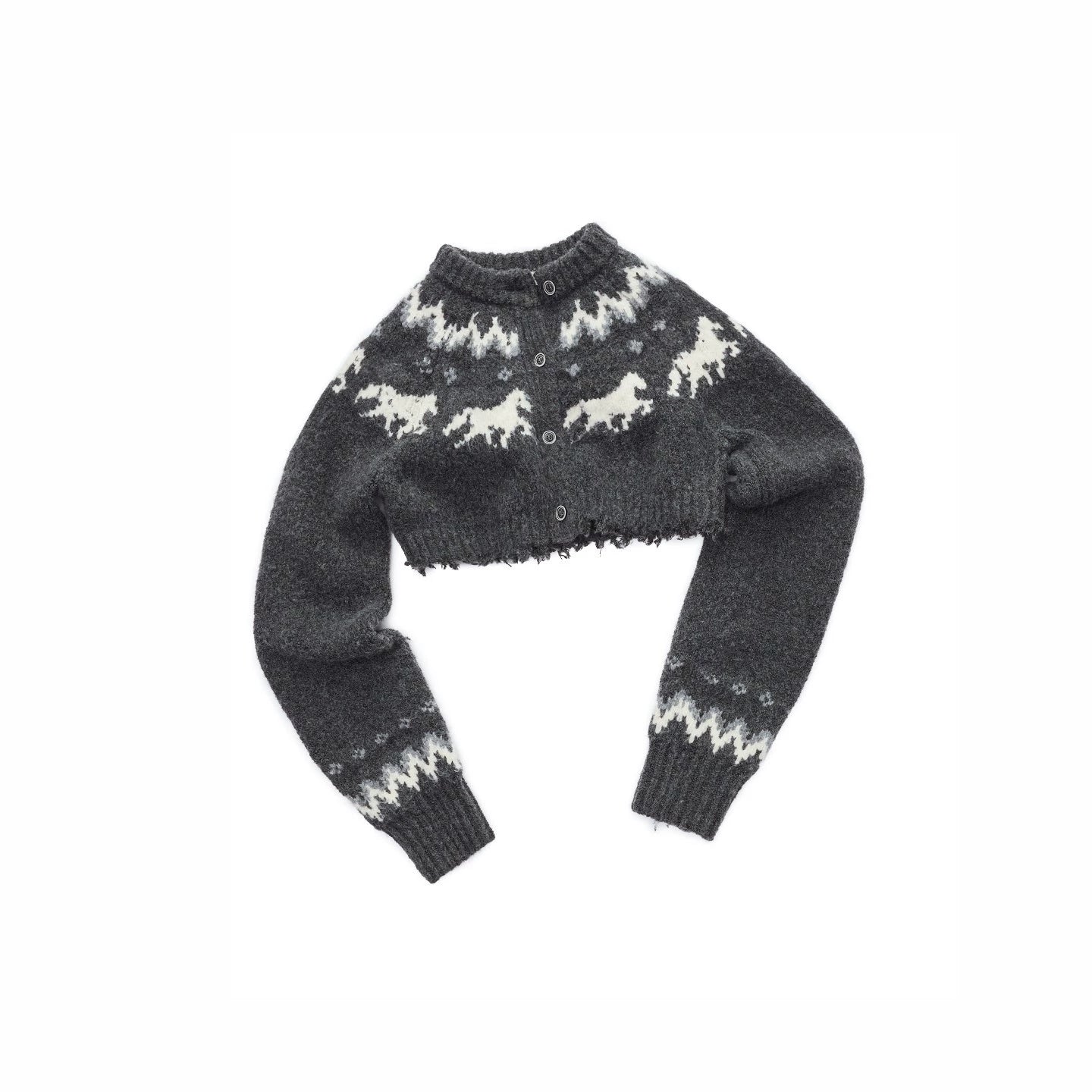 Fair Isle Pony Jacquard Knit Short Cardigan & Shorts Set