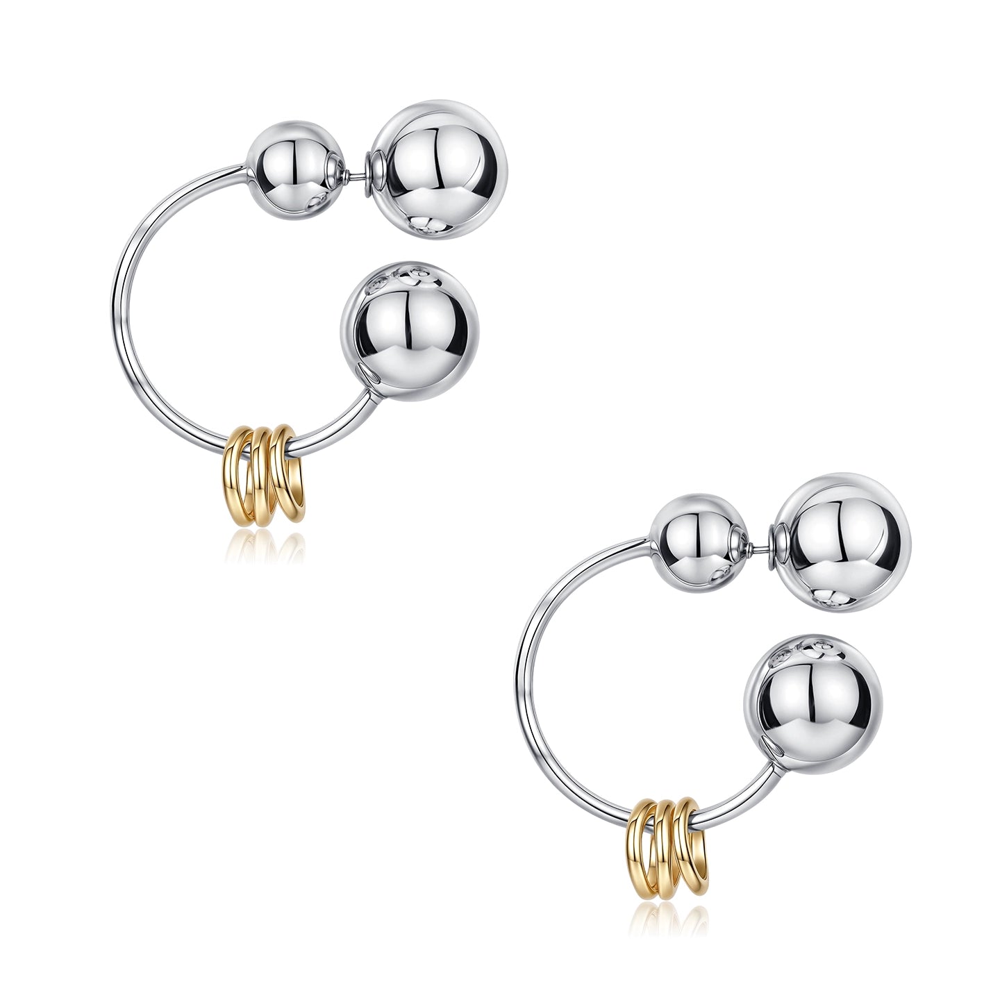 Reconstructed Dual-Tone Metallic Sphere Earrings