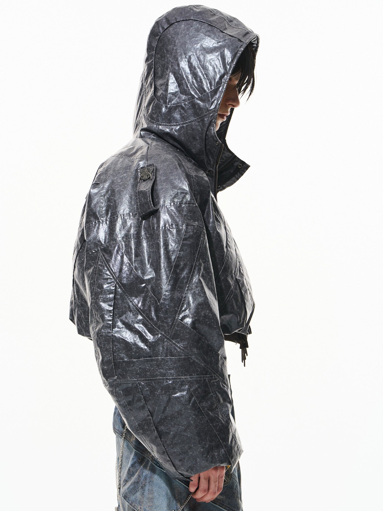 Vintage Gray Hooded Short Down Jacket - CHINASQUAD