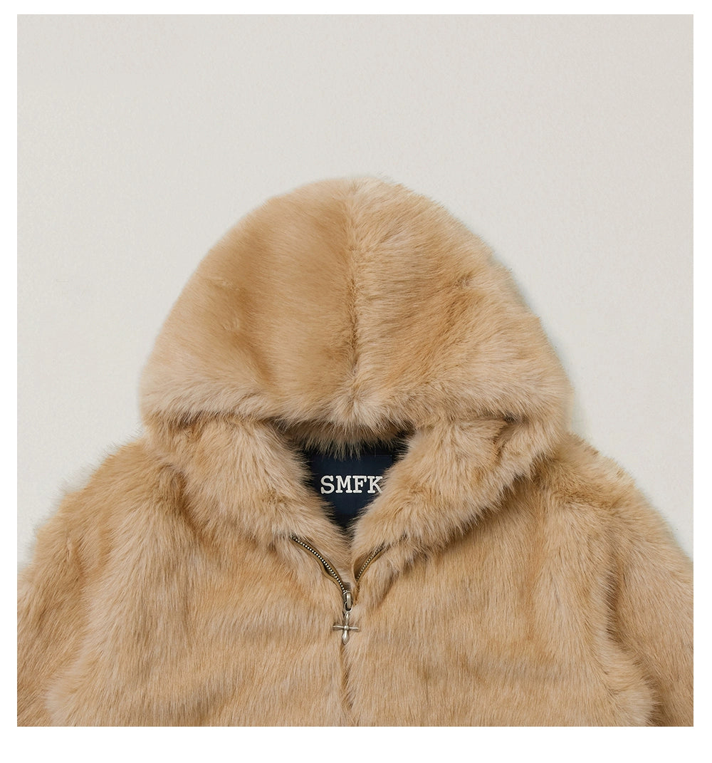 Cross Relic Oversized Faux Fur Hoodie