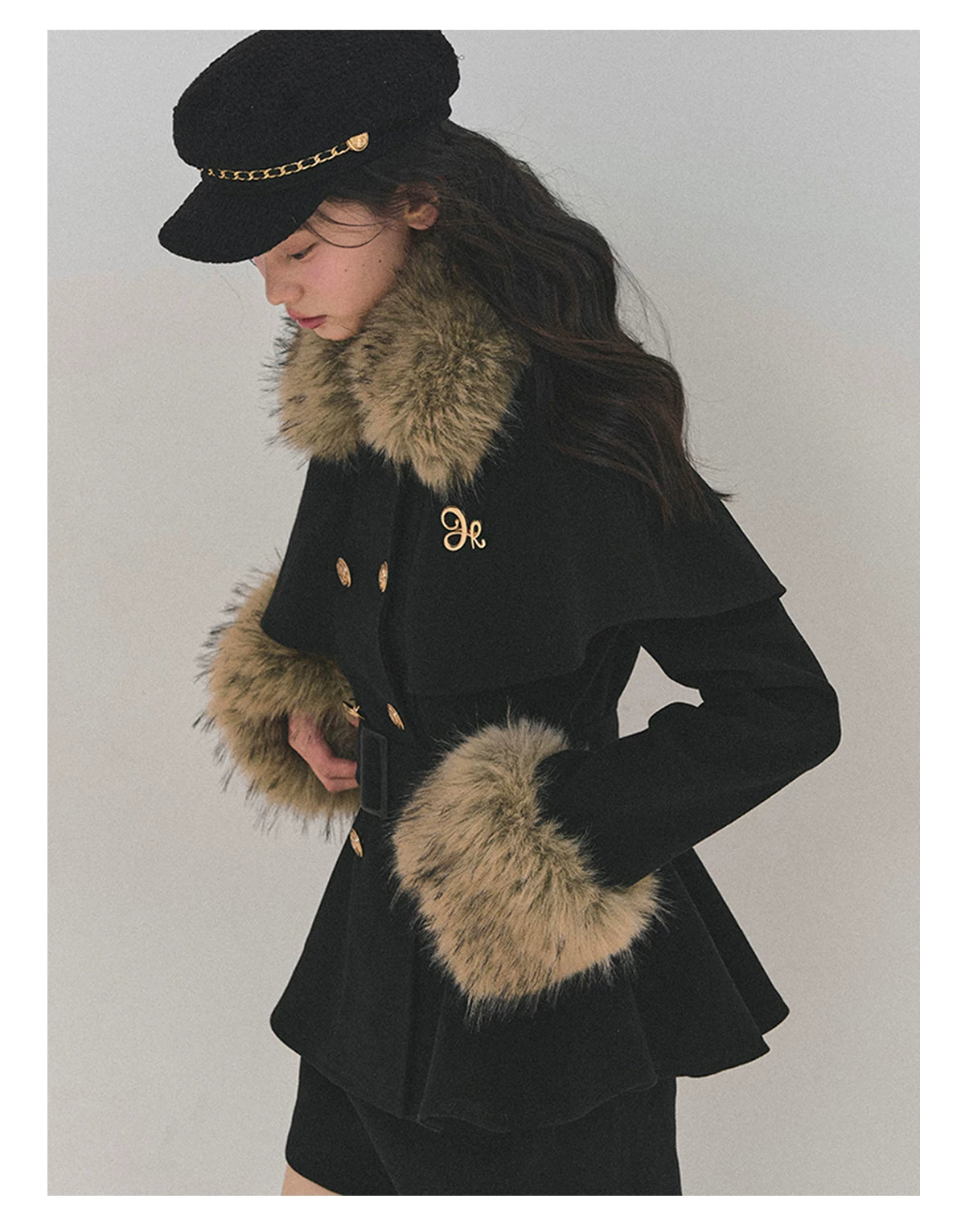 Two-Piece Winter Jacket & Mini Skirt Set