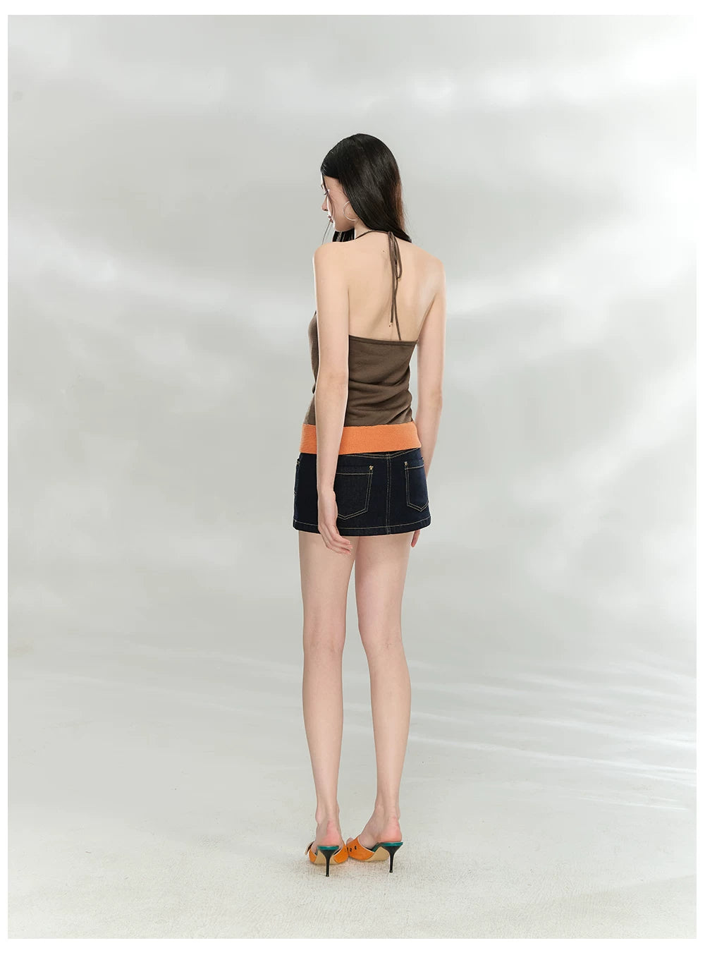 Contrast Trim Halter Knit Camisole