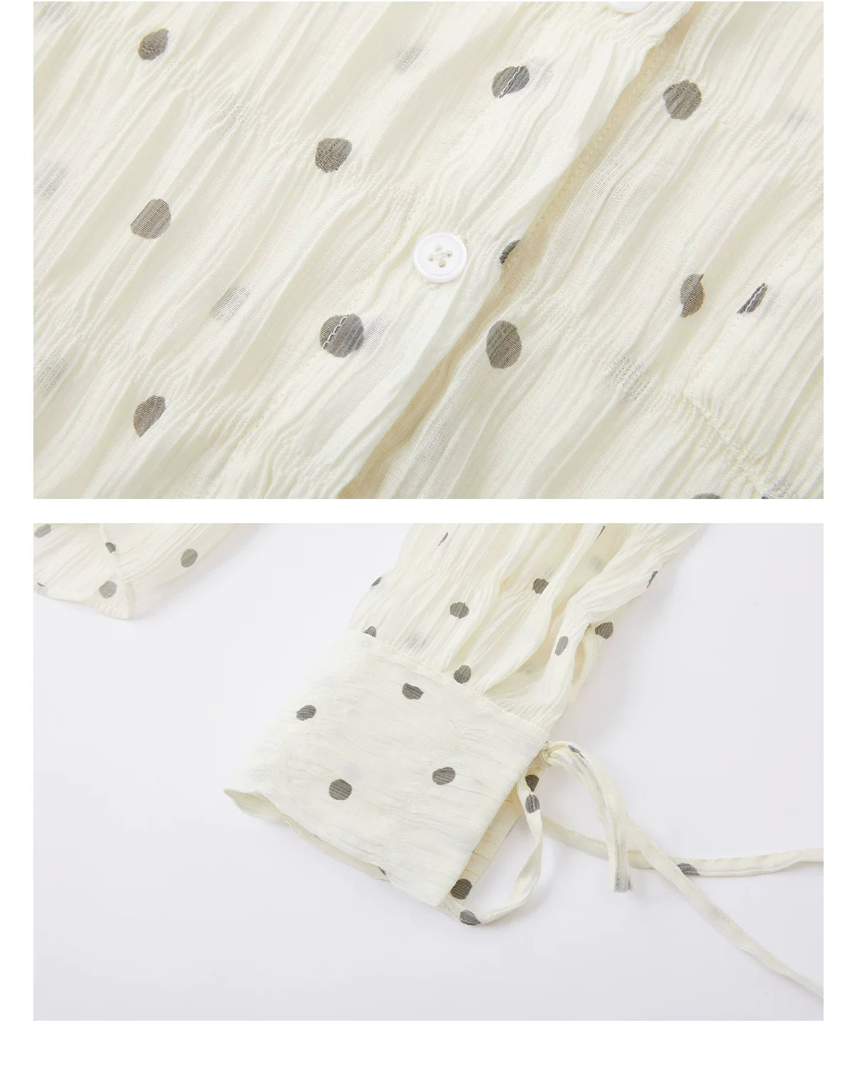 Polka Dot Textured Ruched Shirt