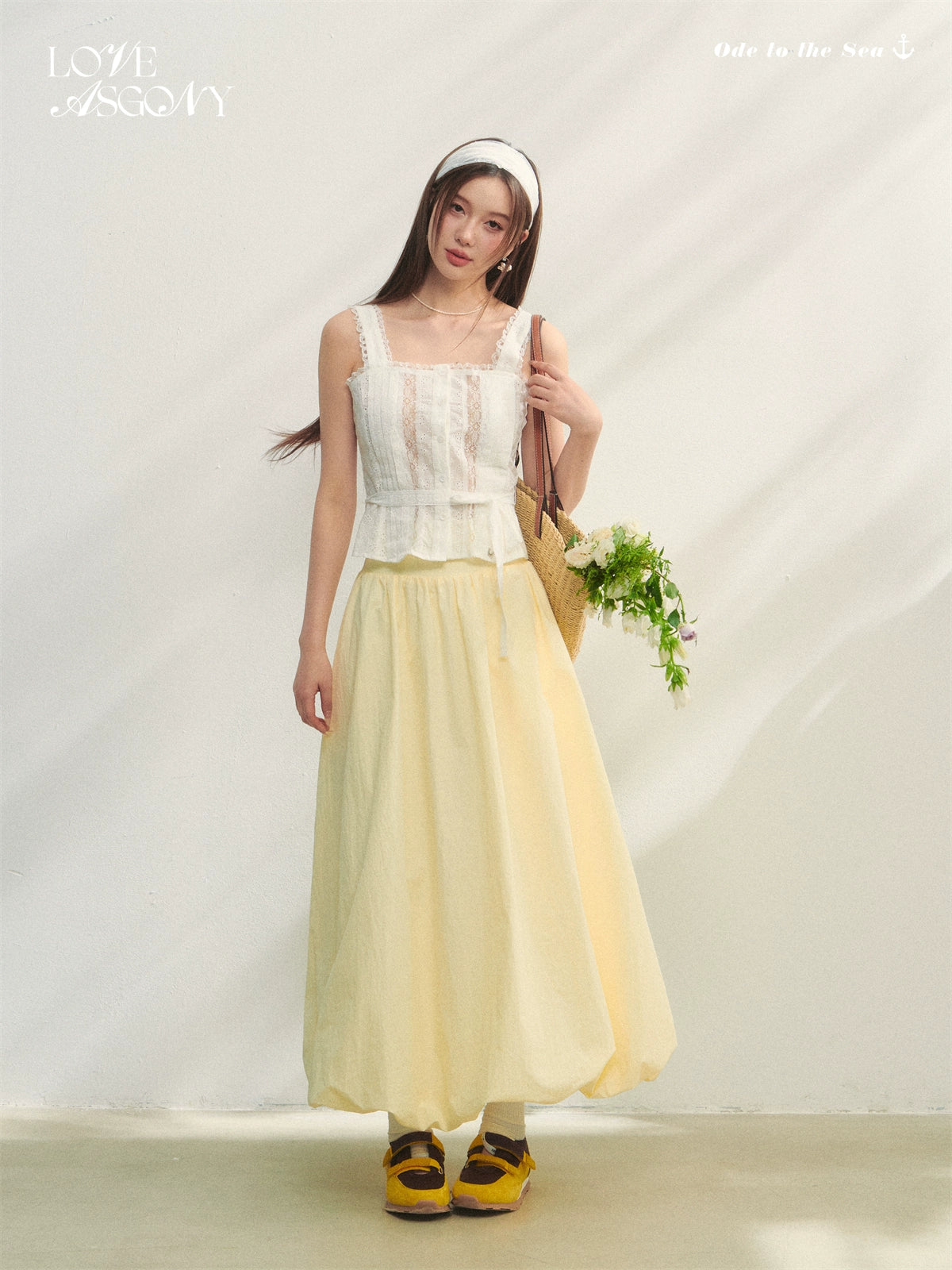 Hollow-out Lace-spliced Tie-up Vest - CHINASQUAD