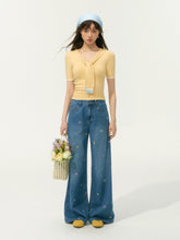 Embroidered High-Waisted Wide-Leg Pants - CHINASQUAD