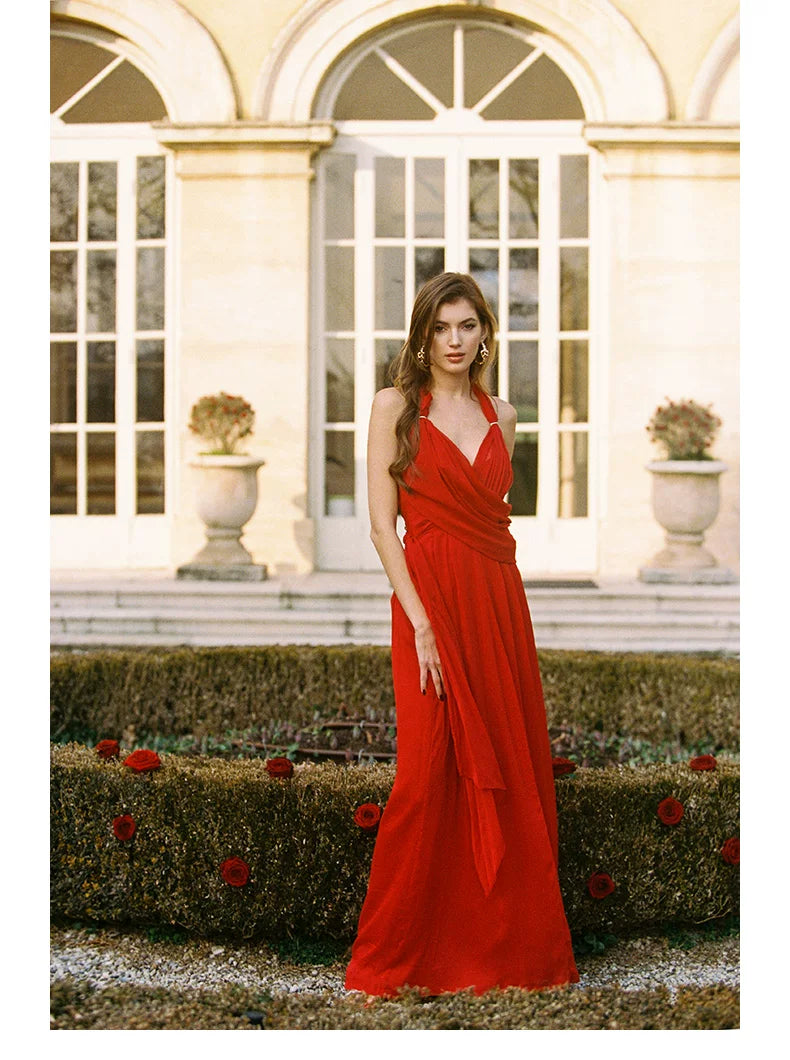 Halter Scarf-Tie Maxi Dress