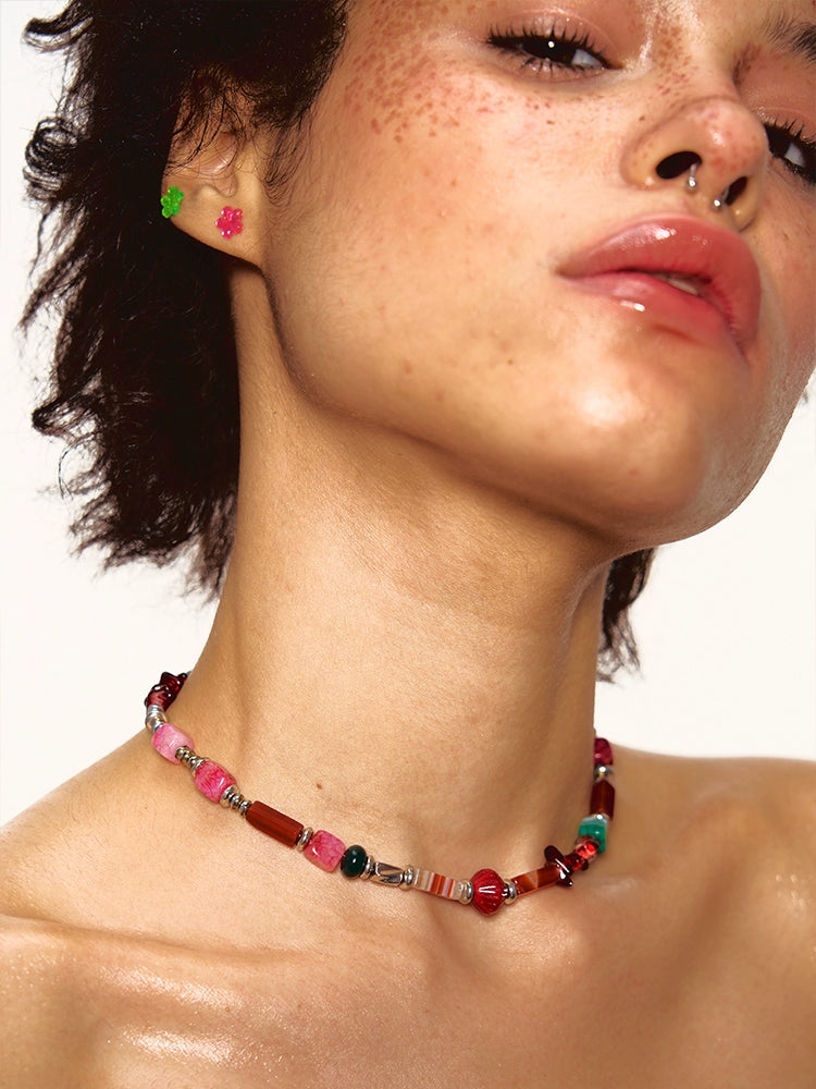Colored Stone Czech Glass Necklace - CHINASQUAD
