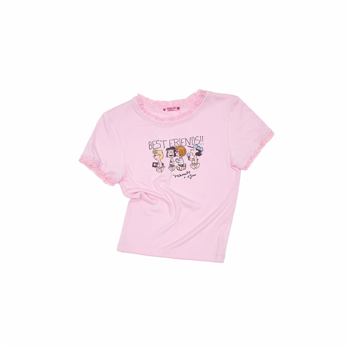 Snoopy Collaboration Lace-Trim Fitted Graphic T-Shirt