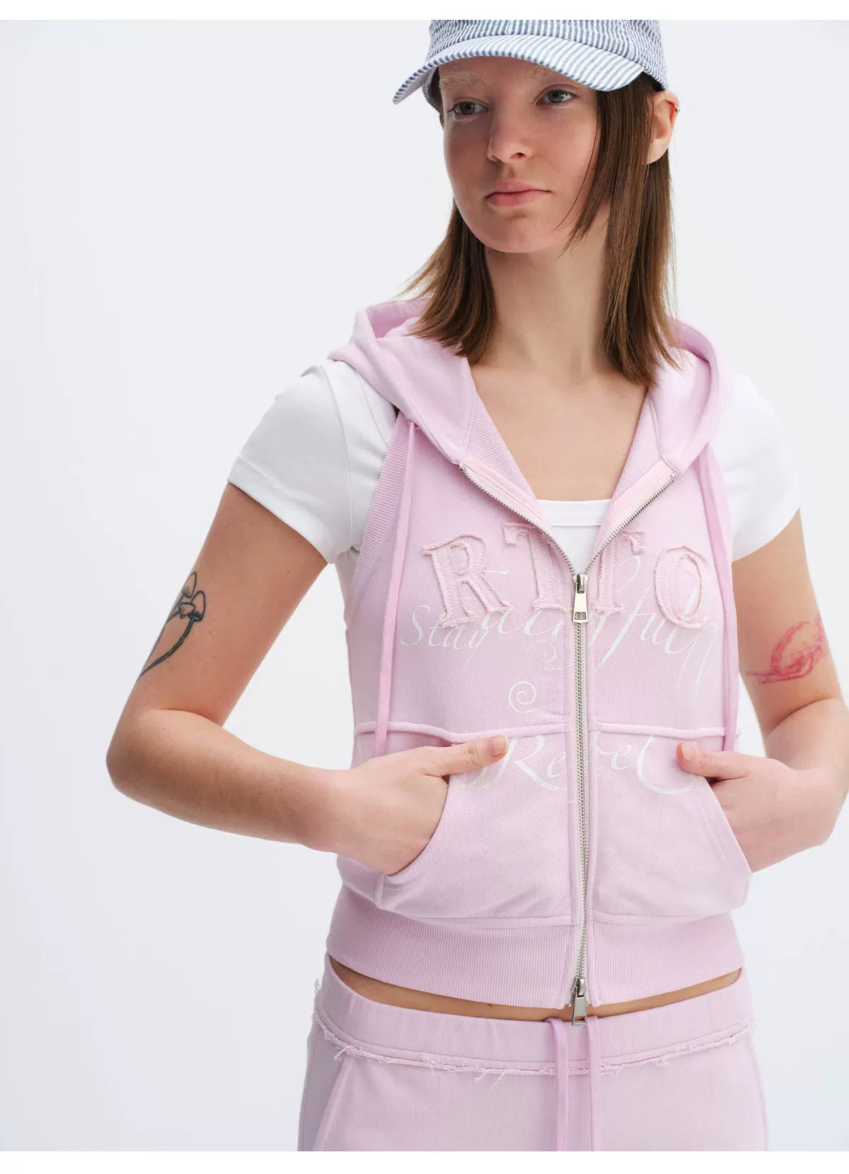 Cotton Sleeveless Zip-Up Hoodie