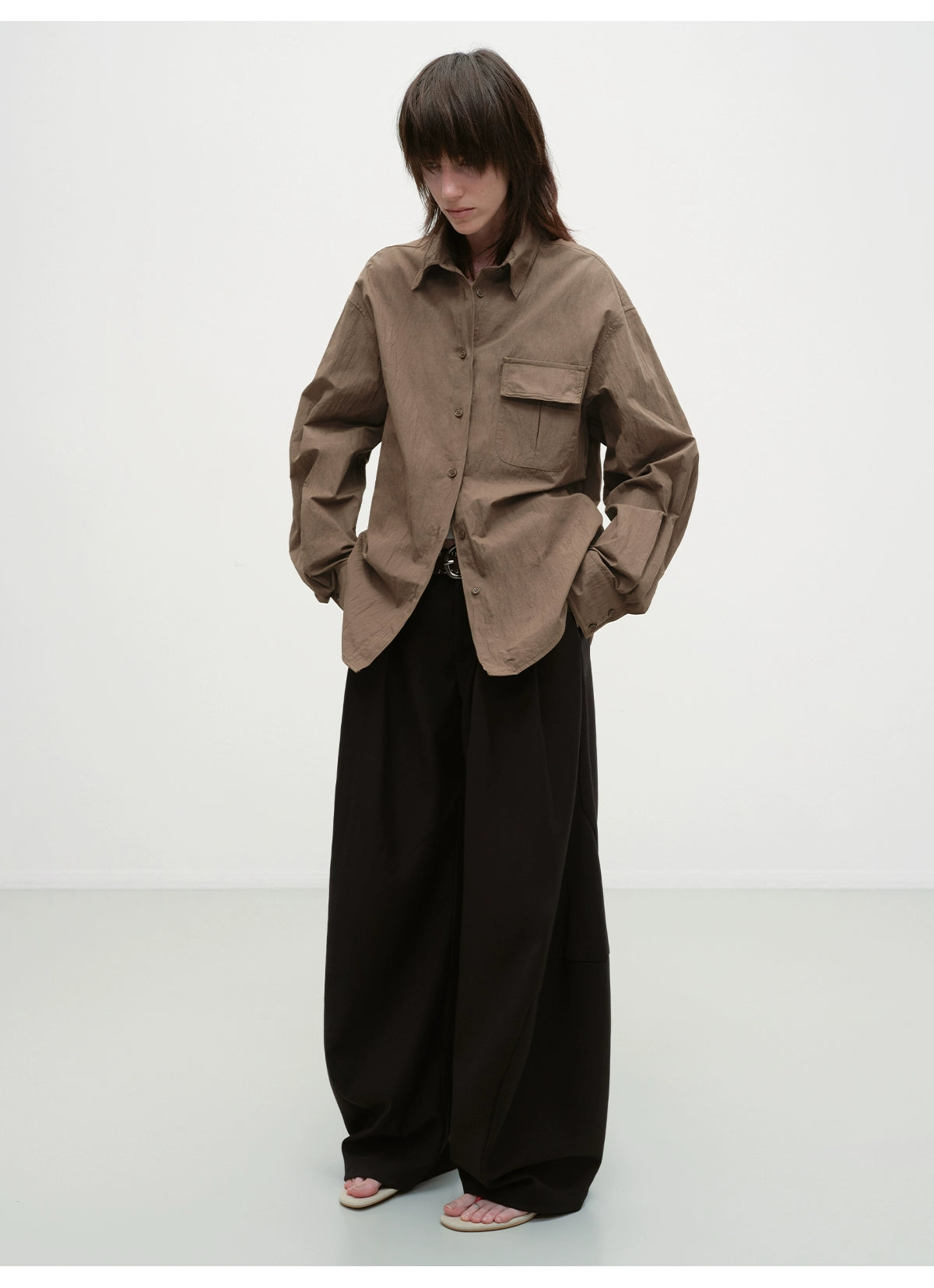 Vintage Brown Textured Overshirt - CHINASQUAD