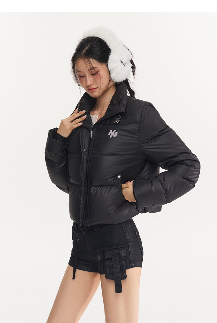 Black & White Pearl Down Short Jacket - CHINASQUAD