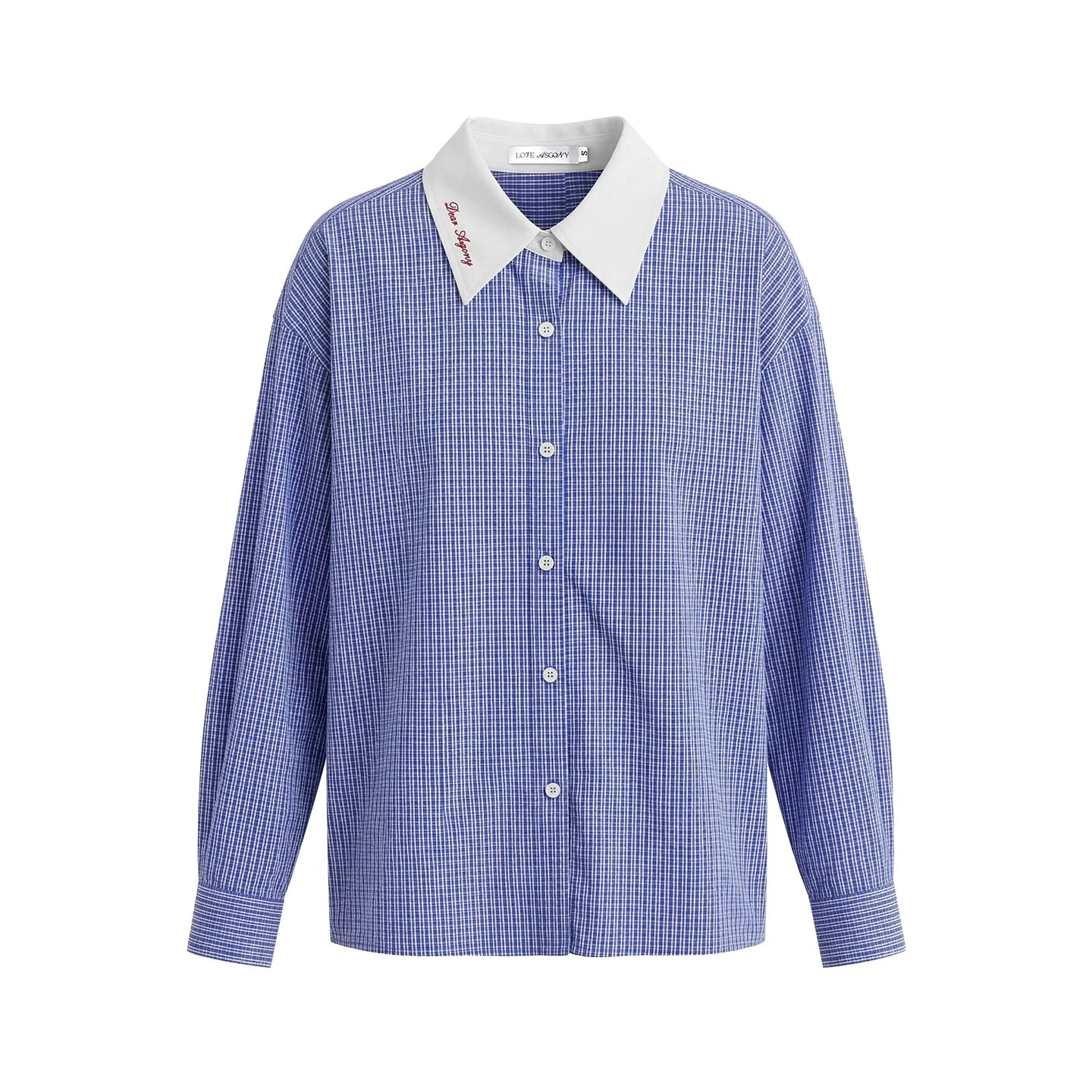 Contrast Collar Layered Plaid Shirt