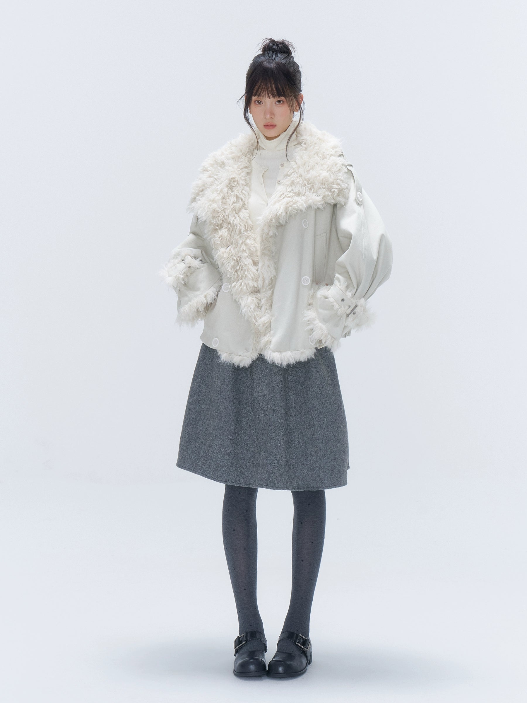 Faux Fur Leopard-Panel Parka Jacket