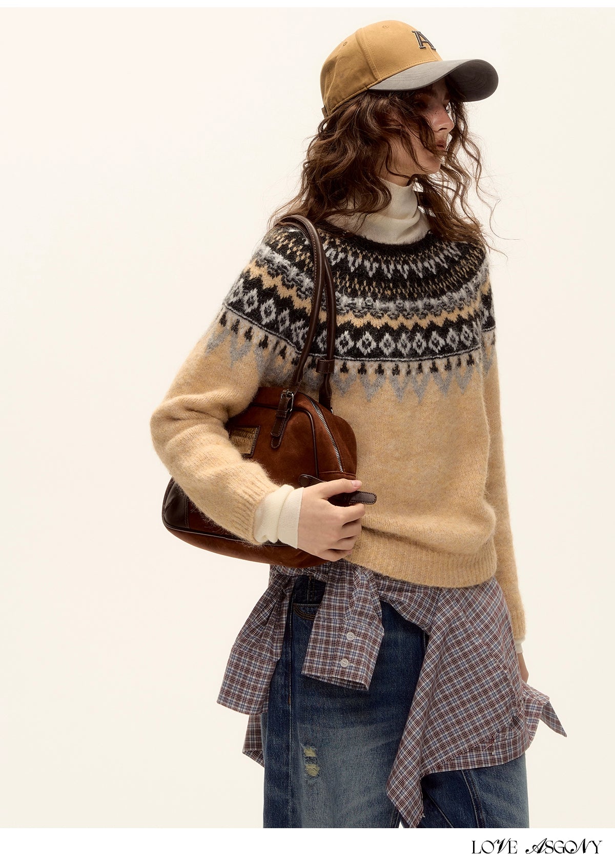 Asgony Retro Contrast Lettering Baseball Cap