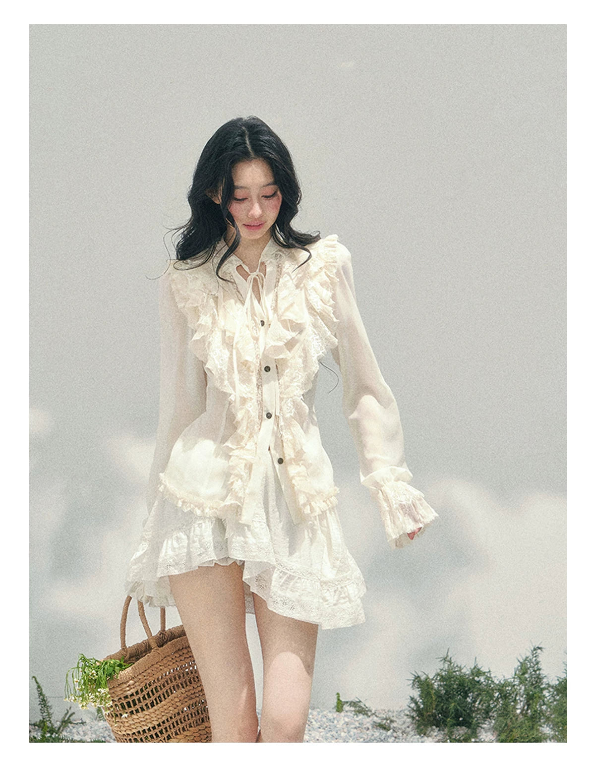 Moonlit Ripple Lace Mini Skirt