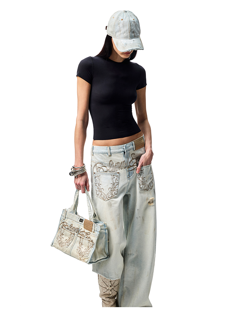 Light Blue Denim Wide - Leg Machete Pants - CHINASQUAD