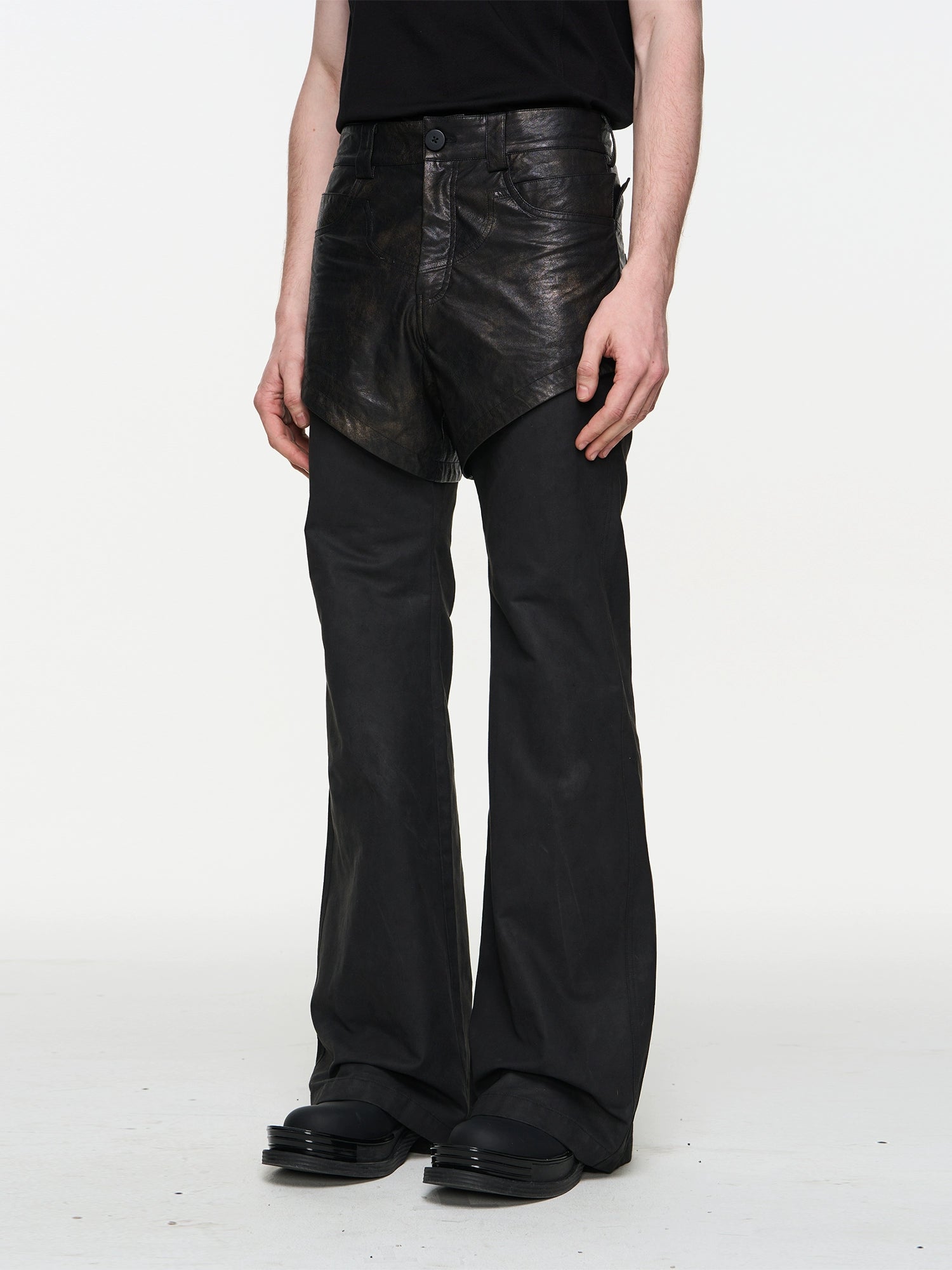 Black 2-in-1 Wide-Leg Pants - CHINASQUAD