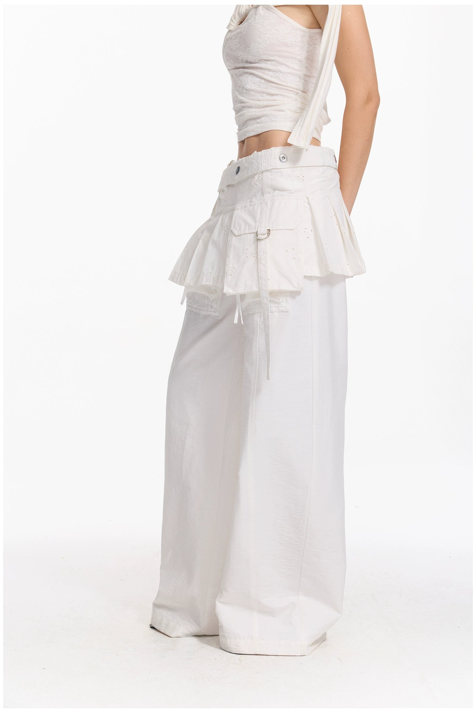 Plaid Overlay Tie Skirt