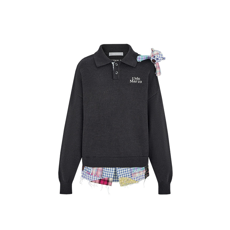 Plaid Bear Polo Sweater - CHINASQUAD