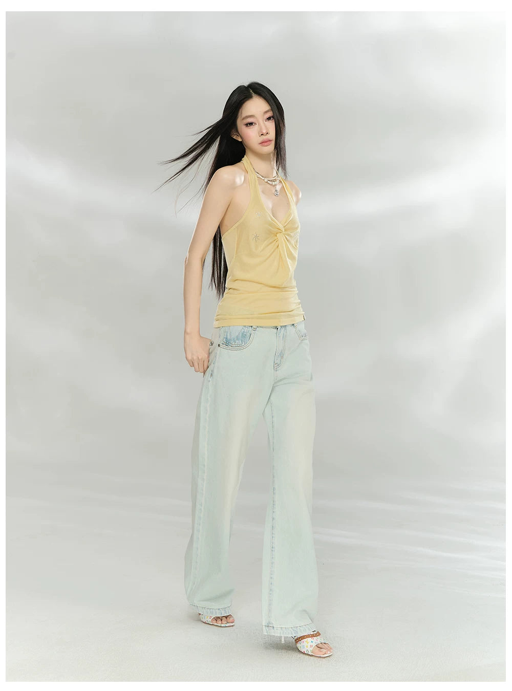 Rhinestone Knot Halter Knit Vest