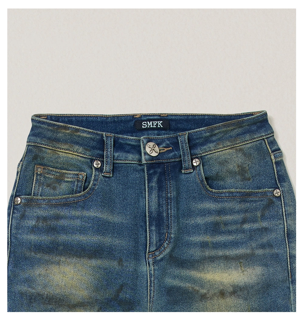 Desert Storm Hand-Painted Flared Jeans