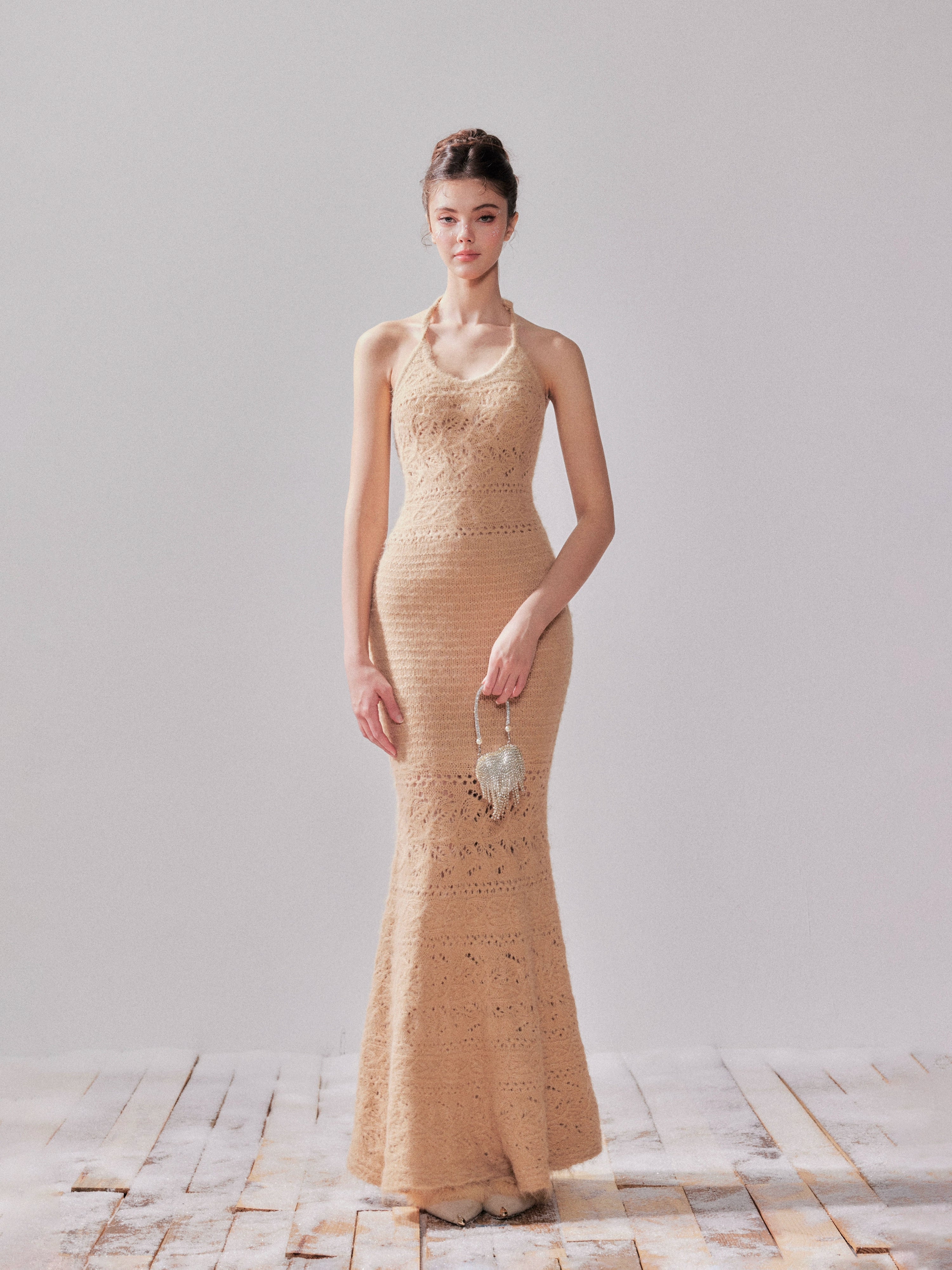 Amber Glow Knit Cardigan & Mermaid Dress Set