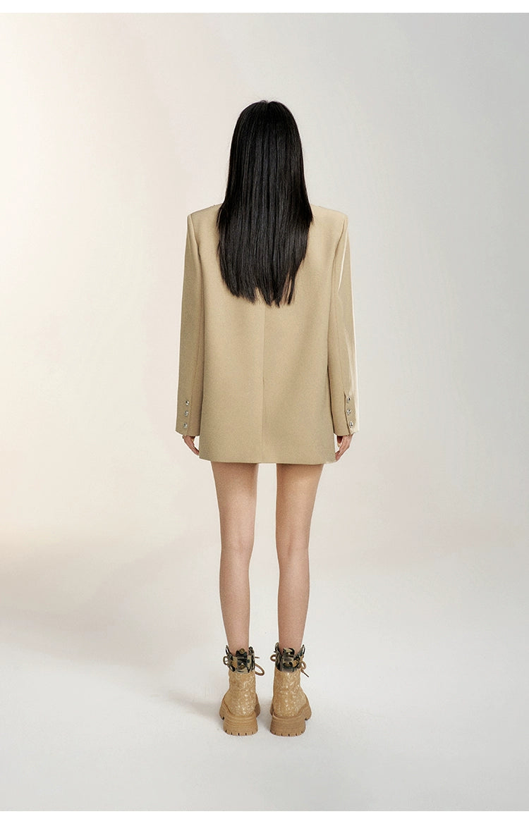 Black & Khaki Suit Collar Bow-tie Blazer - CHINASQUAD