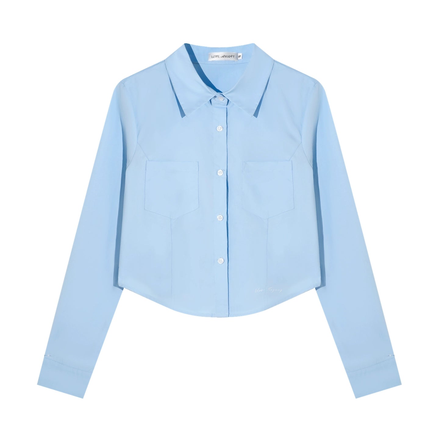 Turn-Down Collar Embroidered Cropped Shirt - CHINASQUAD