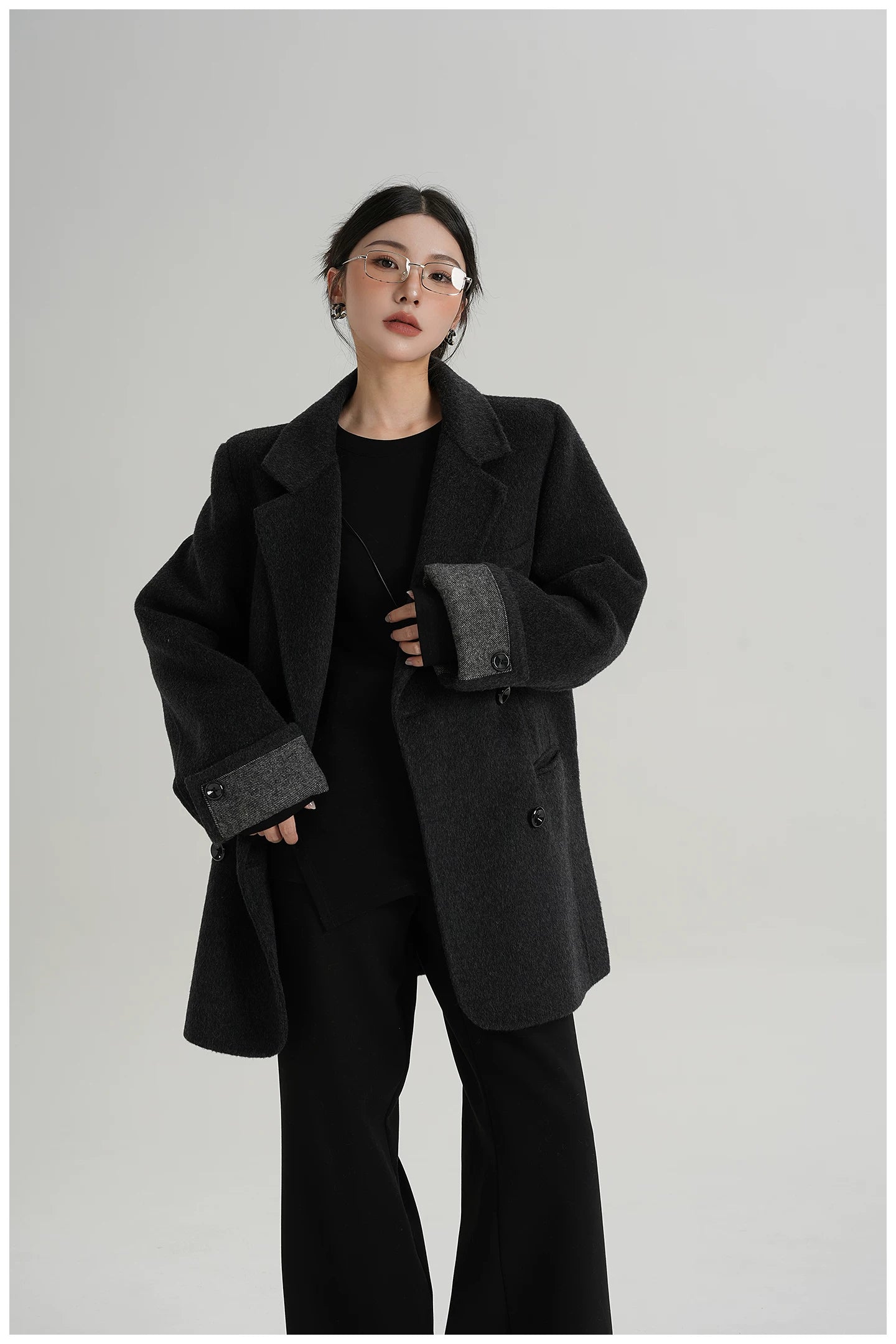 Mid-Length Double-Faced Wool Blazer