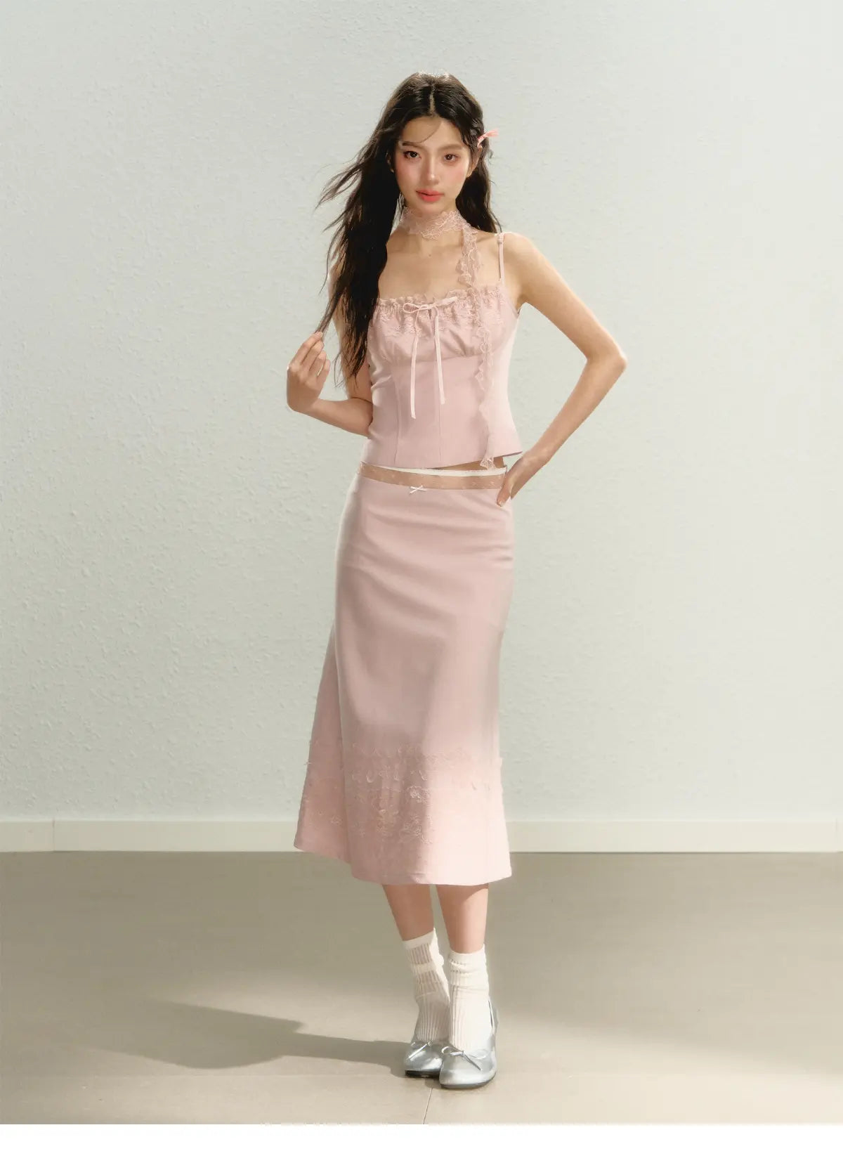 Lace Spaghetti Strap Tank Top & Mini Skirt Set - CHINASQUAD