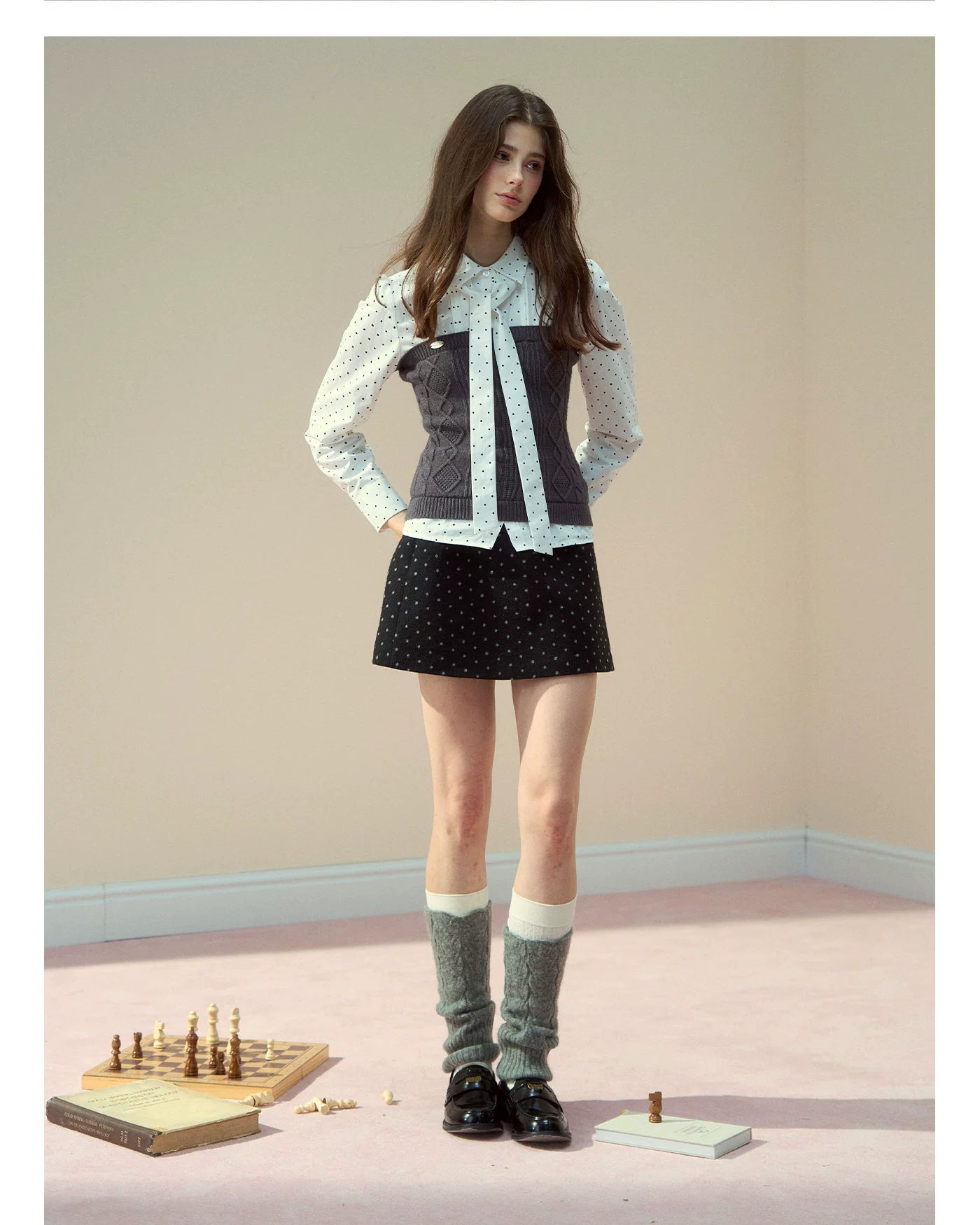 Wool Polka Dot A-line Mini Skirt - CHINASQUAD