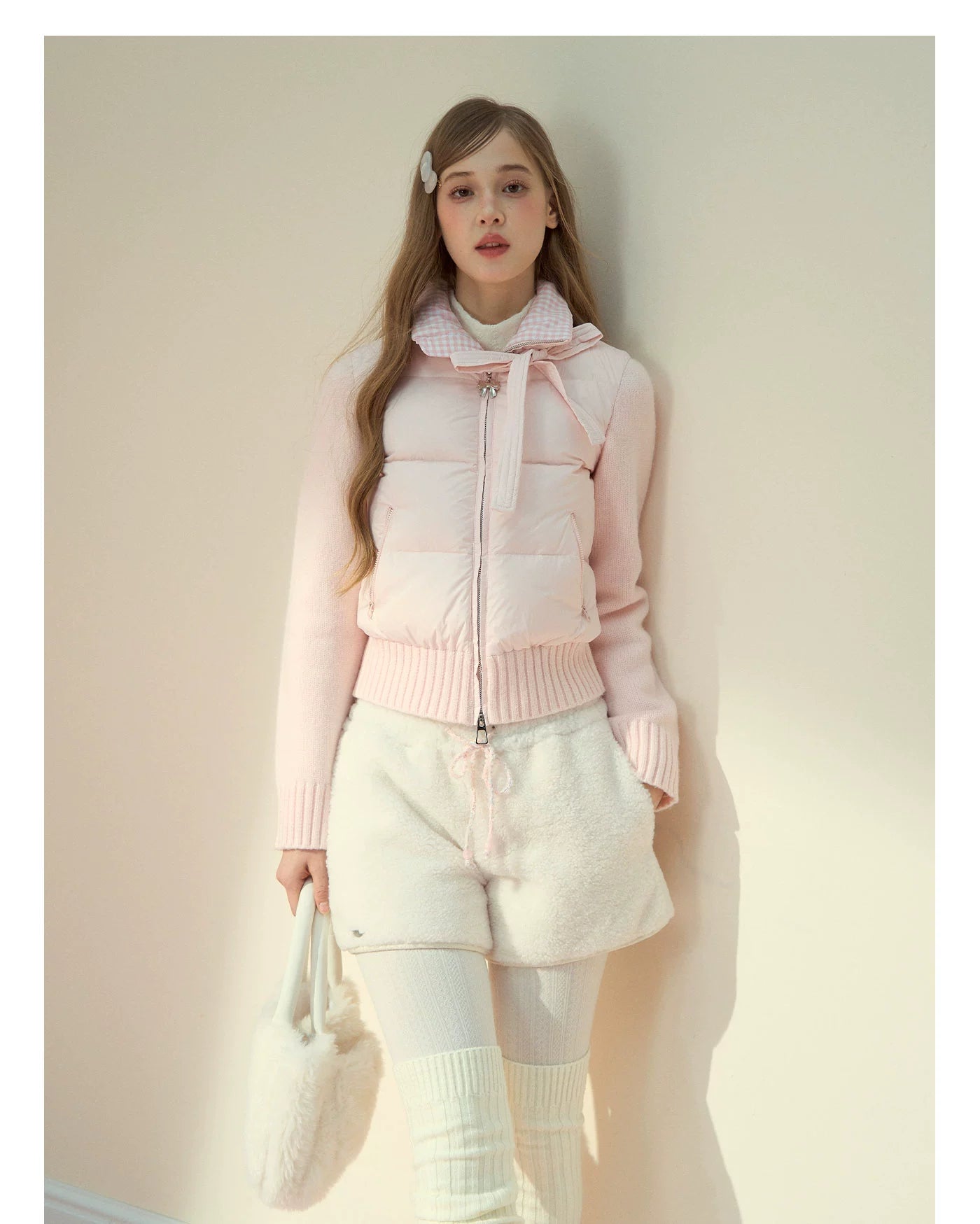 Cream Cloud Fleece Wool Shorts - CHINASQUAD