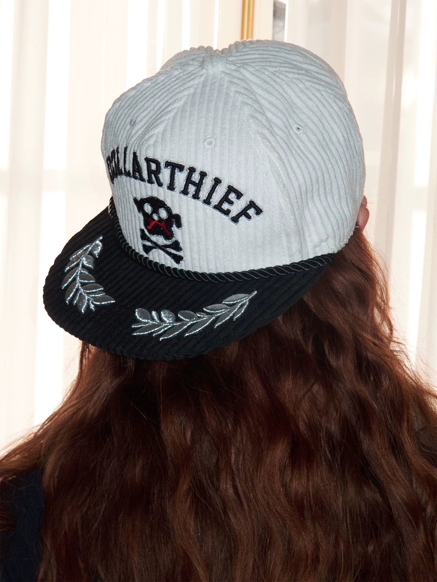 Color-Block Corduroy Embroidered Trucker Cap