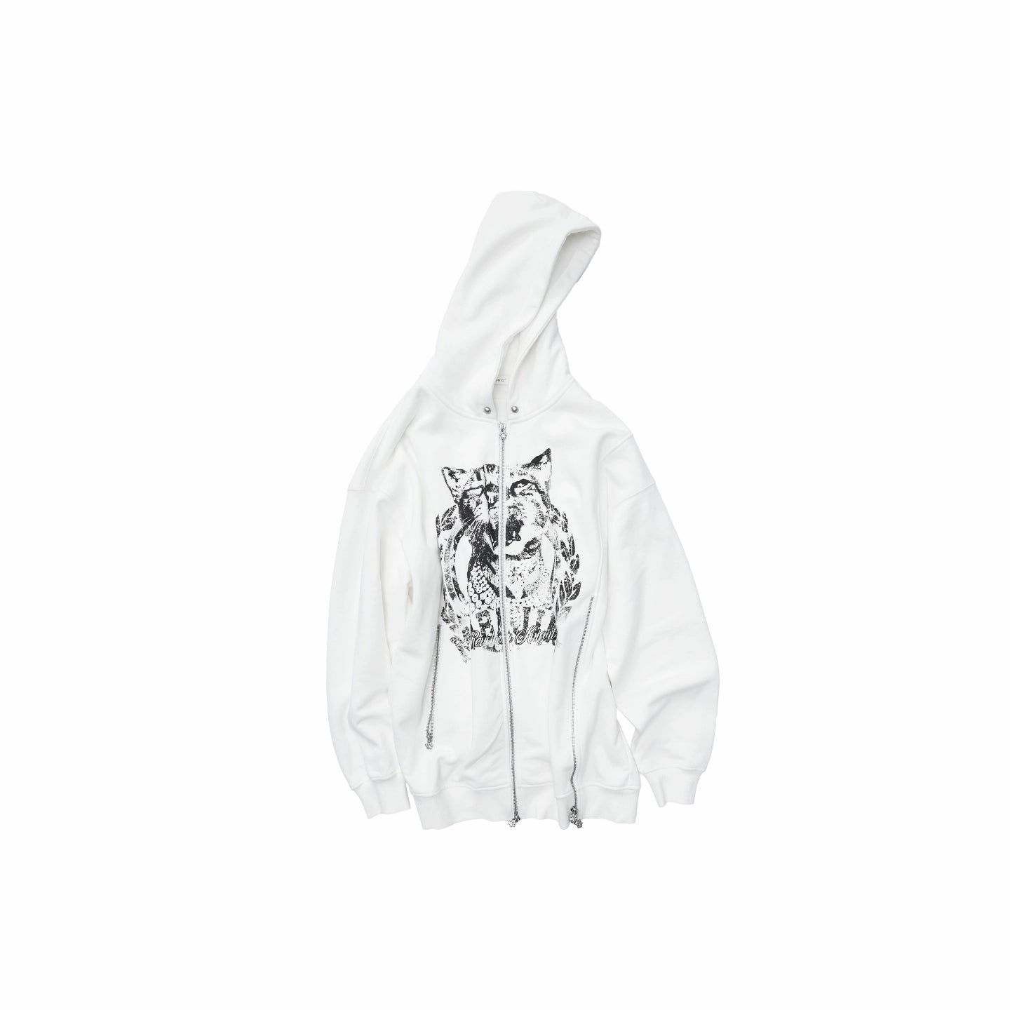 Cat Print Double-Zip Convertible Hoodie - CHINASQUAD