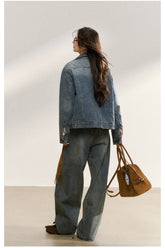 Faux Fur Collar Denim Jacket - CHINASQUAD