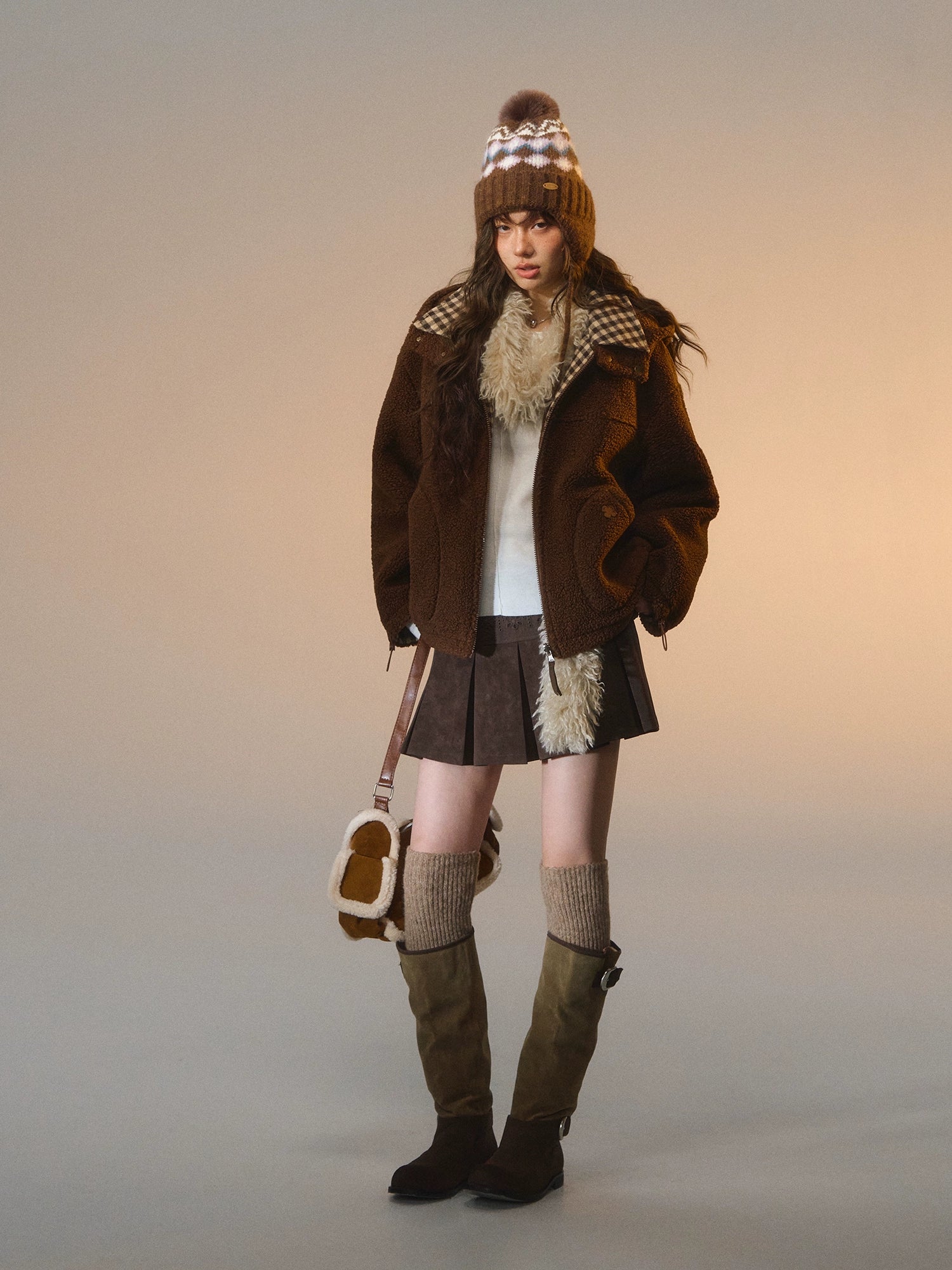 Reversible Plaid Fleece Patchwork Jacket