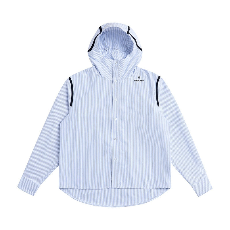 Hooded Striped Shirt Jacket - CHINASQUAD