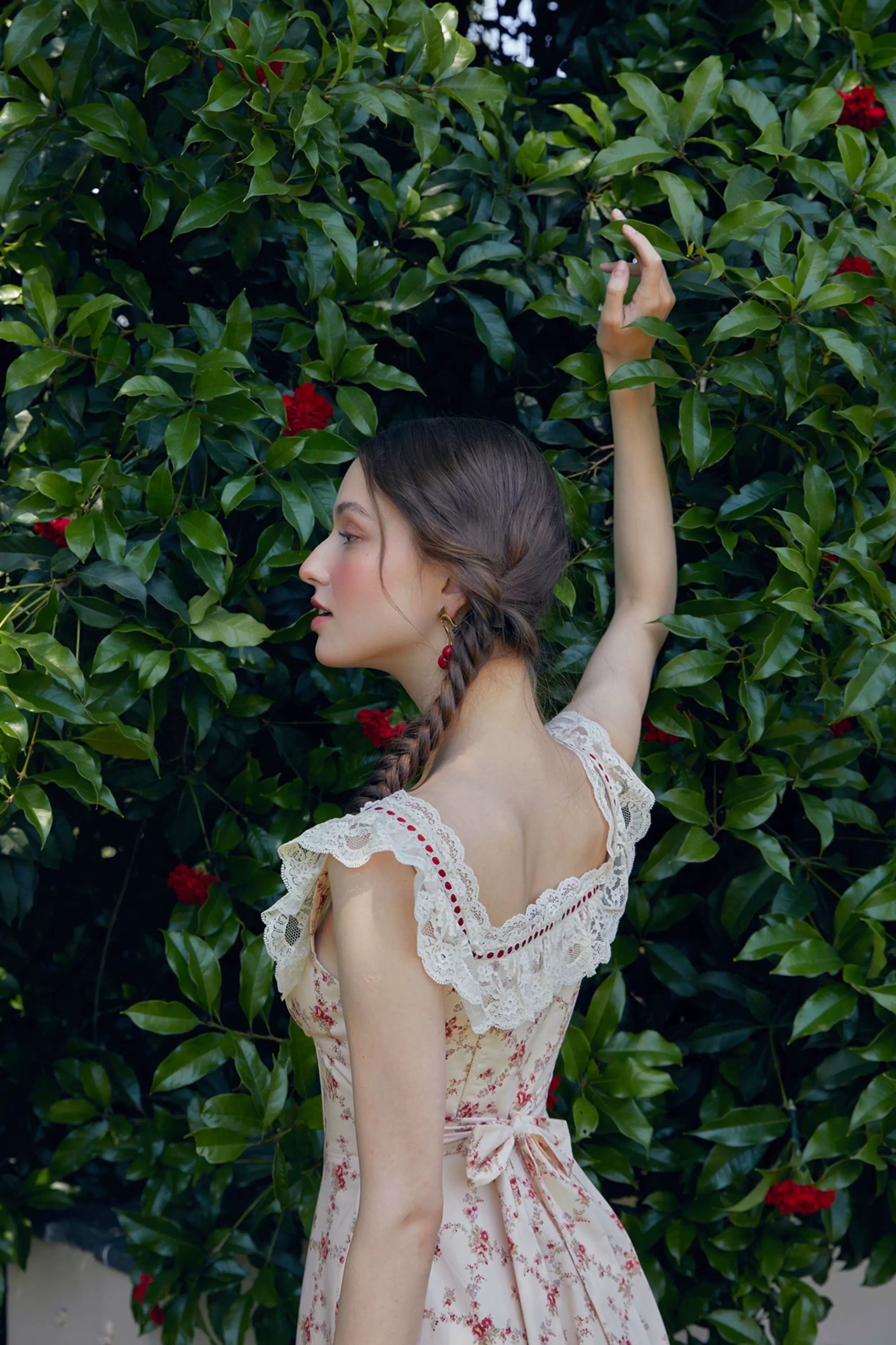 Pastoral Lace Corset Square-Neck Dress